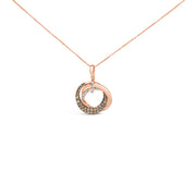 Bids.com 14K Rose Gold 3/4 Cttw Brown and White Diamond Interlocking Circle Hoop 18" Inch Pendant Necklace (G-H Color, SI2-I1 Clarity) Necklaces White Smoke Rose.Gold / 18