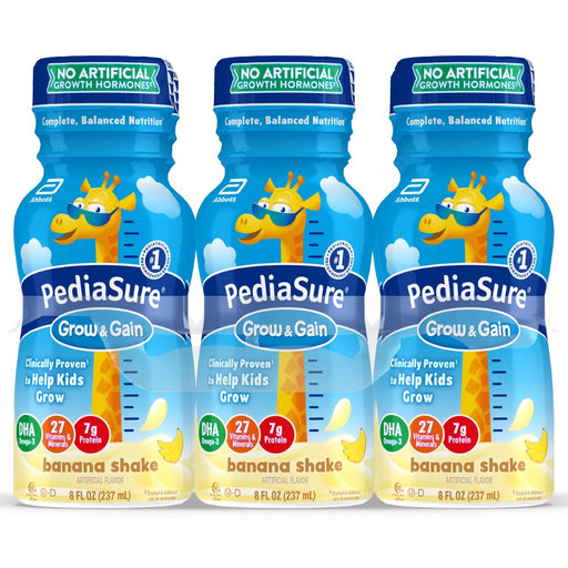 PediaSure PediaSure Grow & Gain Kids’ Nutritional Shake Banana Ready-to-Drink 8 Fl Oz Bottles Bananas White Smoke