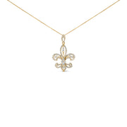 Bids.com 14K Yellow Gold 1.00 Cttw Round Diamond Fleur De Lis 18" Pendant Necklace (H-I Color, SI2-I1 Clarity) Necklaces White Smoke Yellow.Gold / 18
