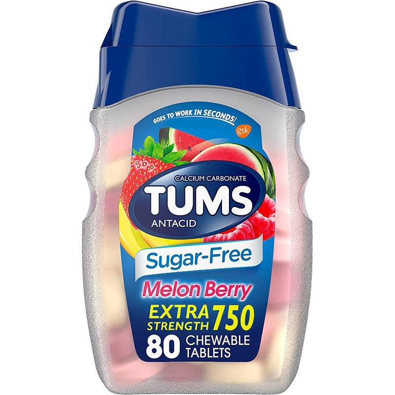 Tums Tums Sugar Free Extra Strength Antacid Melon Berry Chewable Tablets Health & Beauty White Smoke