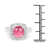 Bids.com 3.31 Carat Glass Filled Ruby and White Topaz .925 Sterling Silver Ring Rings White Smoke size 7.00,size 6.00,size 8.00,size 9.00