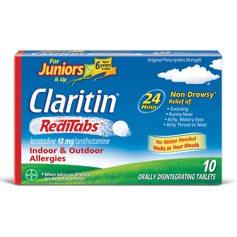 Claritin Claritin Indoor & Outdoor Allergies, 24 Hour, For Juniors & Up, Original Prescription Strength, 10 Mg, Redi Tabs Health & Beauty White Smoke