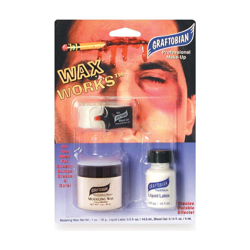 Graftobian Make-Up Company Wax Works Trauma Kit Rosy Brown Light Flesh Modeling Wax Works Kit,Bone Modeling Wax Works Kit,Brown Modeling Wax Works Kit,Blood Modeling Wax Works Kit