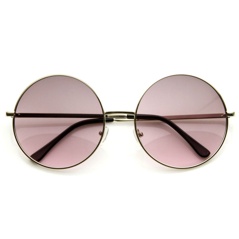 zeroUV Womens Round Celebrity Circle Sunglasses 8370 Sunglasses White Smoke Rose
