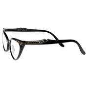 zeroUV Vintage 1950s Fashion Clear Lens Glasses Rhinestones 8434 Glasses White Smoke Black,Tortoise,Black Fade,Brown Fade,Red,Purple,White,Brown,Purple Fade