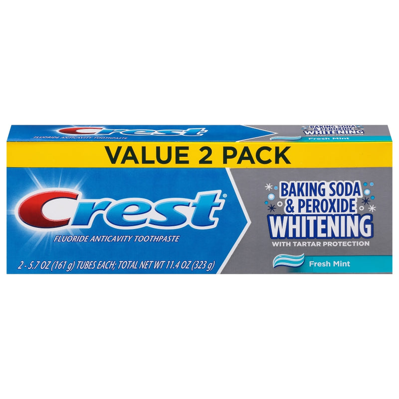 Crest Crest Baking Soda & Peroxide Whitening Fluoride Anticavity Fresh Mint Toothpaste Value 2 Pack Toothpaste Dark Cyan