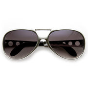 zeroUV Retro Large Elvis King Of Rock and Roll Aviator Sunglasses 2203 Sunglasses White Smoke Silver