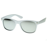 zeroUV Retro Horned Rime Sunglasses With Flash Mirror Lenses 8075 Sunglasses White Smoke White Mirror