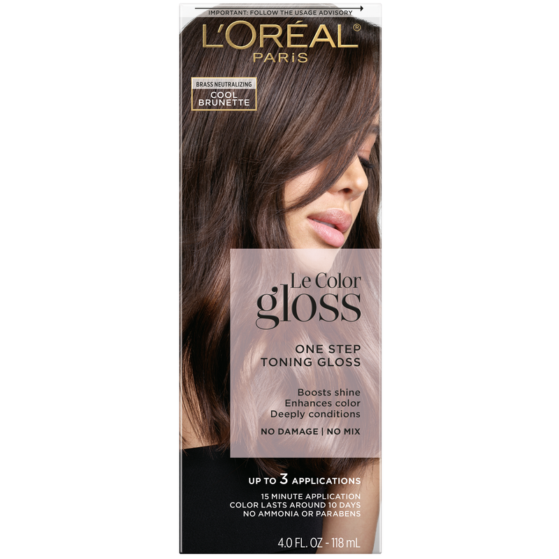 L'Oreal Paris L'Oreal Paris Le Color One Step Toning Hair Gloss, Cool Brunette, 4 Ounce Hair Color Black