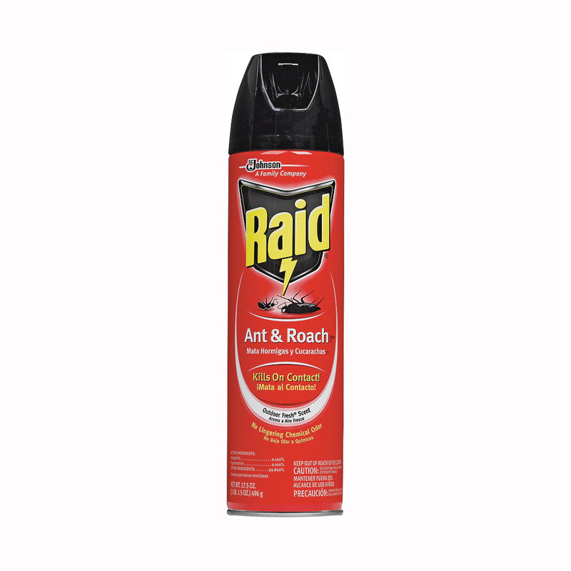 Raid Raid 17.5 Oz. Outdoor Fresh Scent Aerosol Spray Ant & Roach Killer Pest Control Maroon