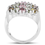 Bids.com 6.74 Carat Genuine Brown Tourmaline, Pink Tourmaline & Green Tourmaline .925 Sterling Silver Ring Rings White Smoke size 6.00,size 7.00,size 8.00,size 12.00,size 9.00,size 10.00,size 11.00