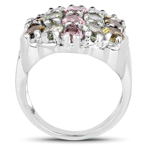 Bids.com 6.74 Carat Genuine Brown Tourmaline, Pink Tourmaline & Green Tourmaline .925 Sterling Silver Ring Rings White Smoke size 6.00,size 7.00,size 8.00,size 12.00,size 9.00,size 10.00,size 11.00