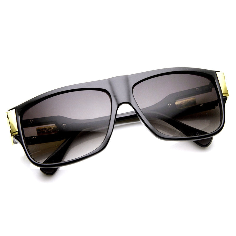 zeroUV 1980's European Retro Fashion Sunglasses 8902 Sunglasses White Smoke Shiny Black Gold,Shiny Black Silver,Matte Black Gold,Tortoise Gold