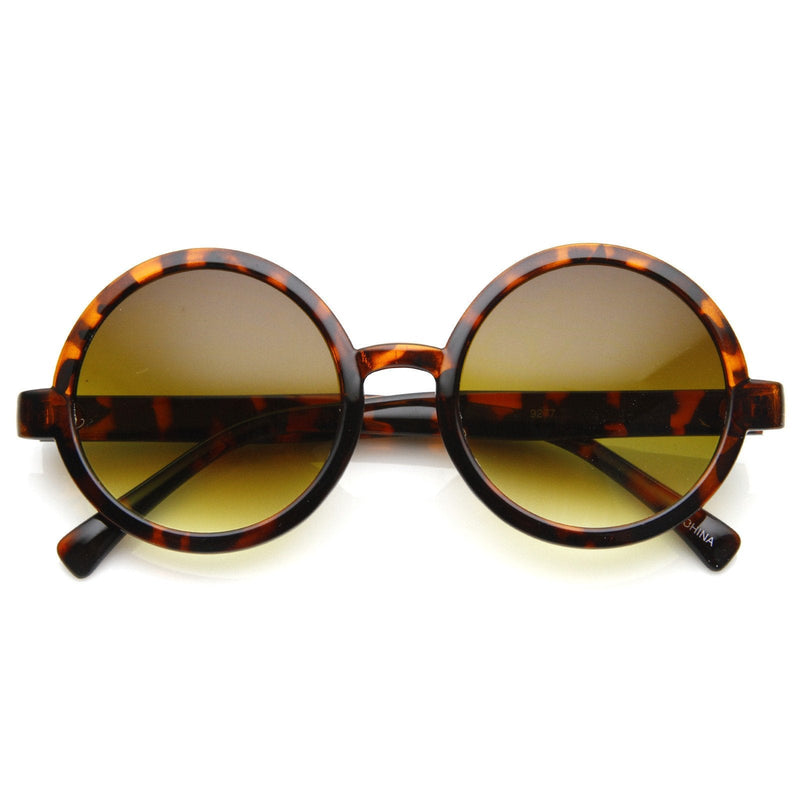 zeroUV 1980's Retro Round Sunglasses Fashion Sunglasses 8754 Sunglasses White Smoke Tortoise Amber