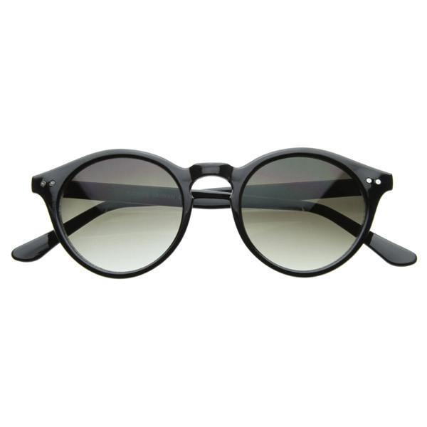zeroUV Vintage Inspired Key Hole Round Spectacles P3 Sunglasses 7055 Sunglasses White Smoke Shiny Black Smoke