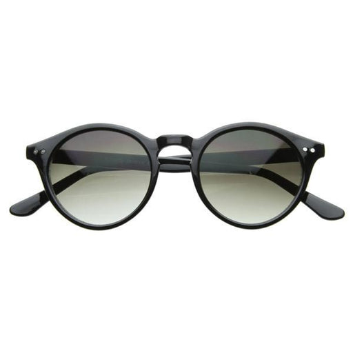 zeroUV Vintage Inspired Key Hole Round Spectacles P3 Sunglasses 7055 Sunglasses White Smoke Shiny Black Smoke