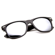 zeroUV Retro Matte Black Horned Rim Flash Colored Lens Sunglasses 58mm 8025 Sunglasses White Smoke Black Mirror