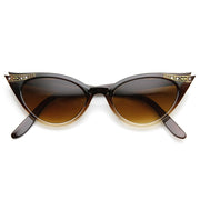 zeroUV Elegant 50s Vintage Womens Fashion Rhinestone Cat Eye Sunglasses 8433 Sunglasses White Smoke Brown Fade