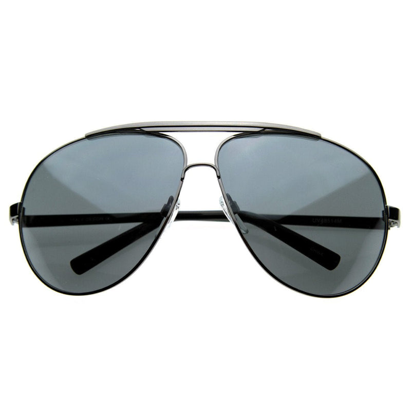 zeroUV Extra Large Metal Oversize Frame Aviator Sunglasses 1580 70mm Sunglasses White Smoke Gunmetal Smoke