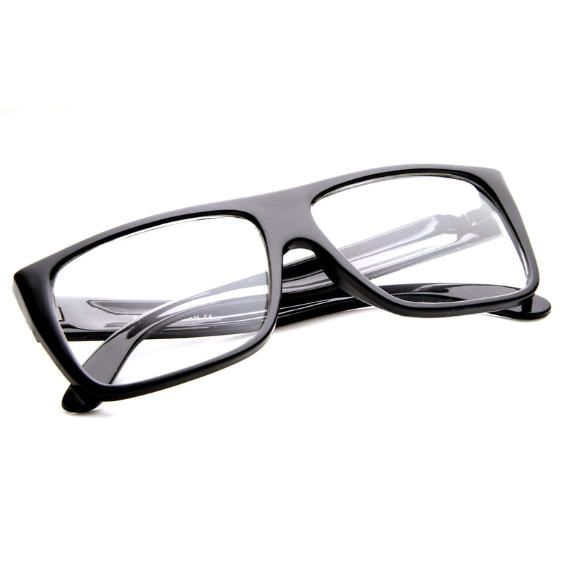 zeroUV Flat Top Square Clear Lens Fashion Glasses 8807 Glasses White Smoke Black,Tortoise