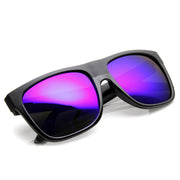 zeroUV Frosted Retro Flat Top Candy Color Mirrored Lens Sunglasses 8610 Sunglasses White Smoke Black Midnight