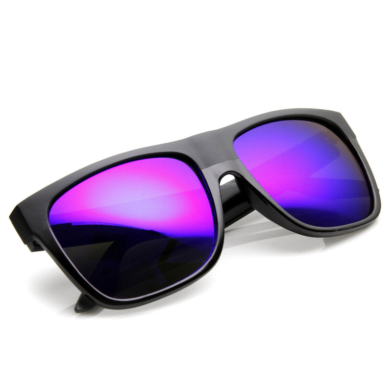 zeroUV Frosted Retro Flat Top Candy Color Mirrored Lens Sunglasses 8610 Sunglasses White Smoke Black Midnight
