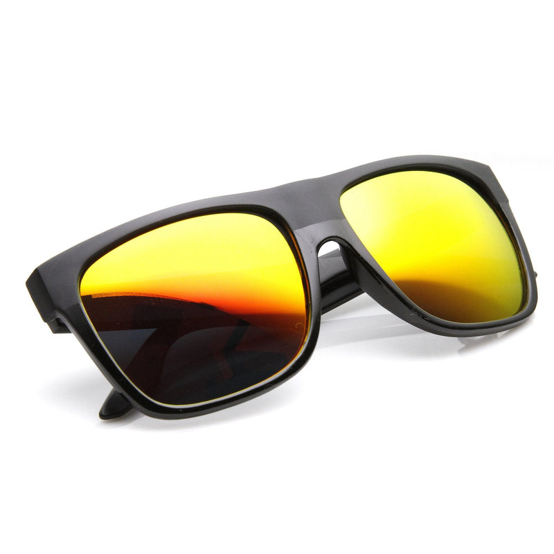 zeroUV Frosted Retro Flat Top Candy Color Mirrored Lens Sunglasses 8610 Sunglasses White Smoke Black Fire