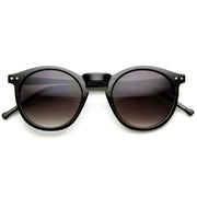 zeroUV Dapper Key Hole Vintage Horned Rim Round Circle Indie Sunglasses 8943 Sunglasses White Smoke Shiny Black Lavender
