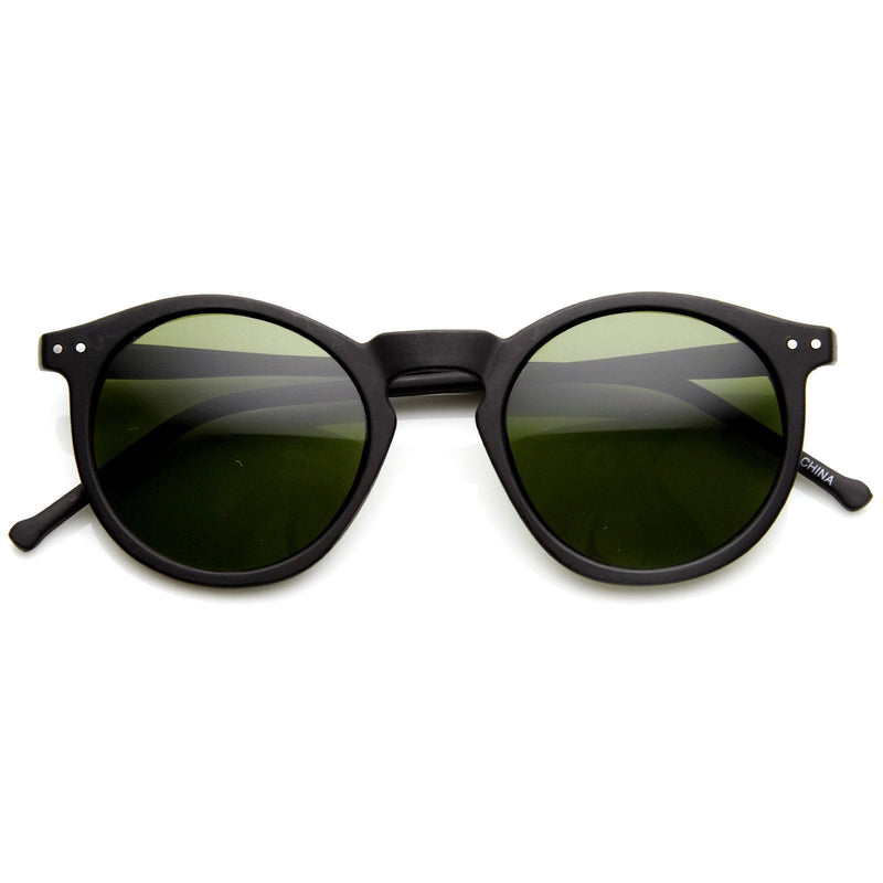 zeroUV Dapper Key Hole Vintage Horned Rim Round Circle Indie Sunglasses 8943 Sunglasses White Smoke Matte Black Green