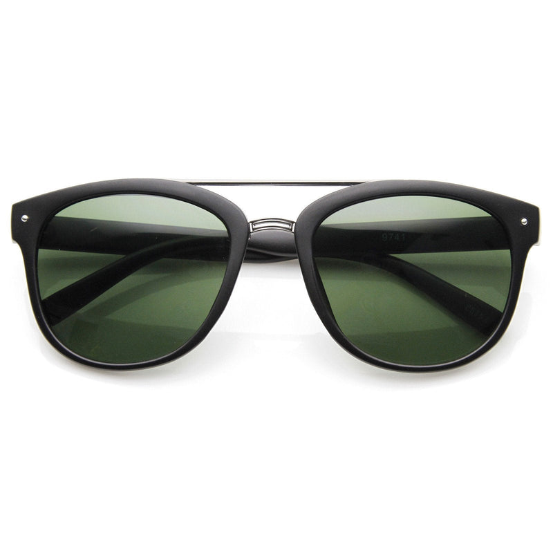 zeroUV Dapper GQ Mens Crossbar Square Aviator Fashion Sunglasses 8962 Sunglasses White Smoke Matte Black Green
