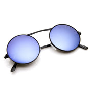 zeroUV Large Retro Round Steampunk Mirrored Lens Sunglasses 8759 Sunglasses White Smoke Black Blue Revo,Silver Blue Revo,Gold Blue Revo