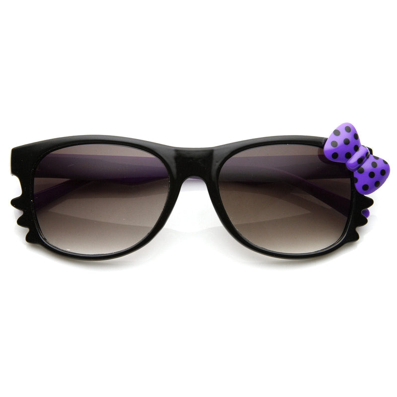 zeroUV Cute Kitty Colorful Polka Dot Bow Sunglasses 8799 Sunglasses White Smoke Black Purple Purple Bow