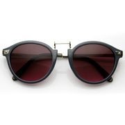 zeroUV Vintage Steampunk Inspired Round Horned Rim Frame Sunglasses 8591 Sunglasses White Smoke Blue Plum