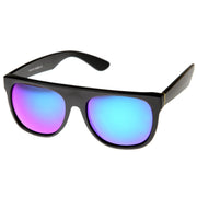 zeroUV Retro Super Flat Top Flash Mirrored Lens Sunglasses 8090 Sunglasses White Smoke Black Midnight