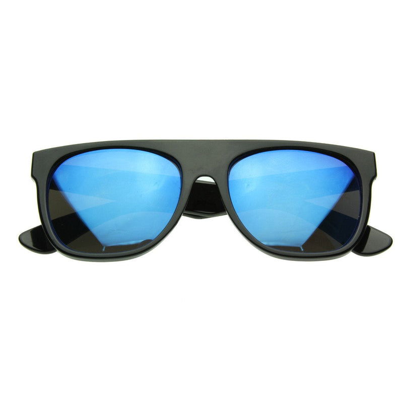 zeroUV Retro Super Flat Top Flash Mirrored Lens Sunglasses 8090 Sunglasses White Smoke Black Ice