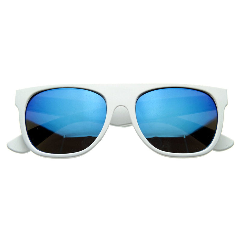 zeroUV Retro Super Flat Top Flash Mirrored Lens Sunglasses 8090 Sunglasses White Smoke White Ice
