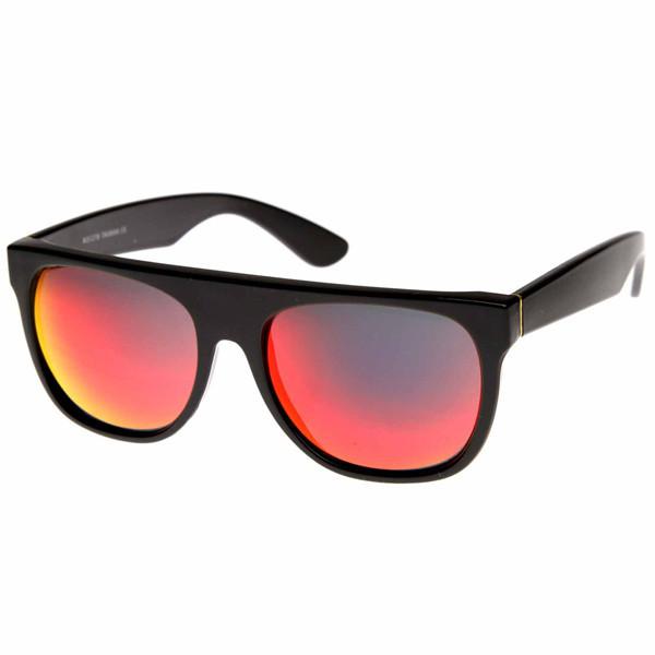 zeroUV Retro Super Flat Top Flash Mirrored Lens Sunglasses 8090 Sunglasses White Smoke Black Ice,White Ice,Clear Ice,White Sun,Black Sun,Black Fire,Red Sun,Black Midnight,Black Purple