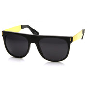 zeroUV Hipster Super Flat Top Retro Horned Rim Sunglasses 8775 Sunglasses White Smoke Shiny Black