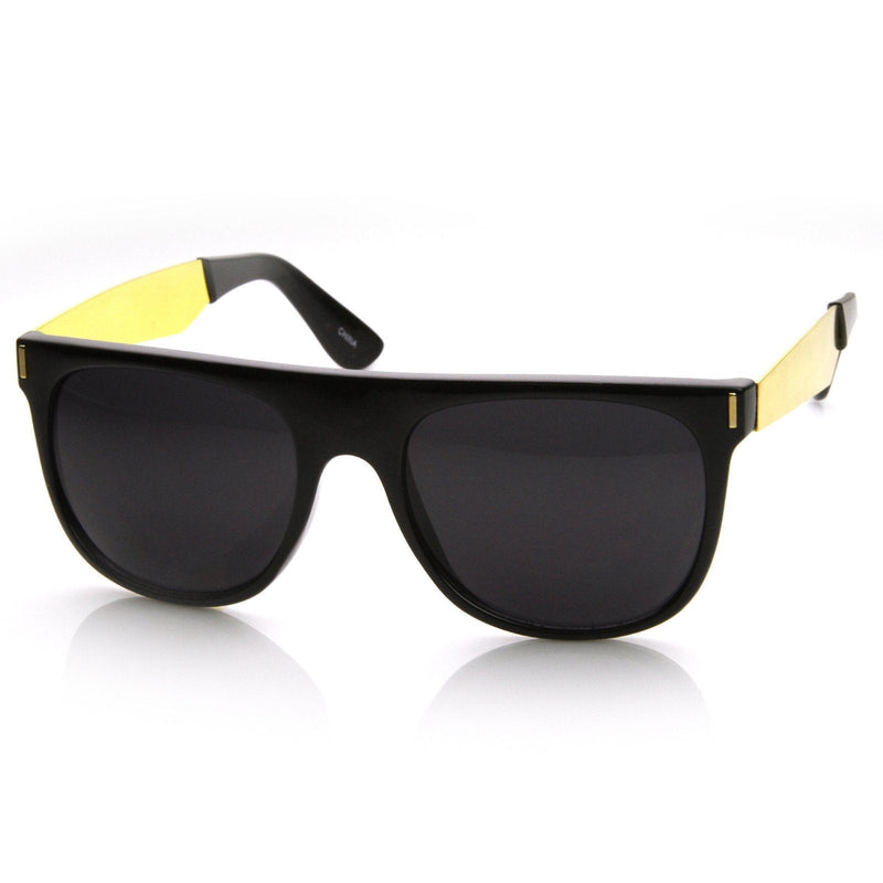 zeroUV Hipster Super Flat Top Retro Horned Rim Sunglasses 8775 Sunglasses White Smoke Matte Black