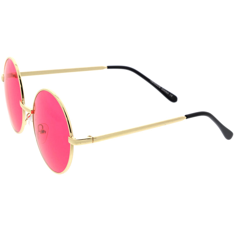 zeroUV Retro Hippie Round Color Tone Metal Sunglasses 9892 Sunglasses White Smoke Gold / Red,Gold / Green,Gold / Purple,Gold / Blue,Gold / Pink,Mixed Promo Box,Black / Red,Black / Blue