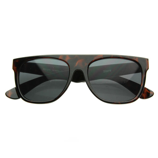 zeroUV Super Flat Block Top Retro Horned Rim Sunglasses 8066 Sunglasses White Smoke Tortoise