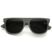 zeroUV Super Flat Block Top Retro Horned Rim Sunglasses 8066 Sunglasses Black Rubberized Dark Grey