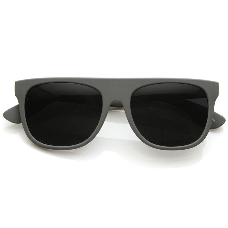 zeroUV Super Flat Block Top Retro Horned Rim Sunglasses 8066 Sunglasses Black Rubberized Dark Grey