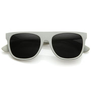 zeroUV Super Flat Block Top Retro Horned Rim Sunglasses 8066 Sunglasses Black Rubberized Light Grey