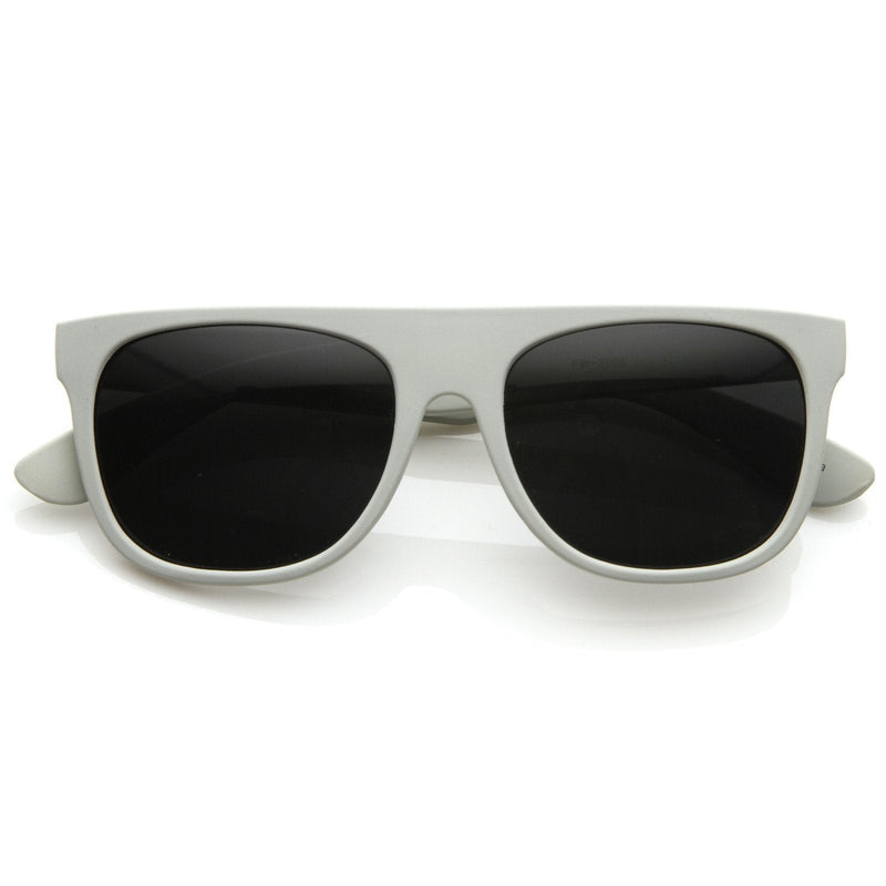 zeroUV Super Flat Block Top Retro Horned Rim Sunglasses 8066 Sunglasses Black Rubberized Light Grey