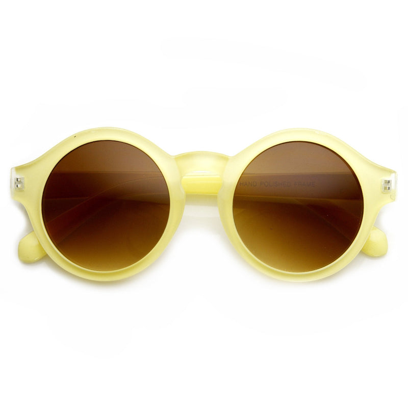 zeroUV Classic Retro Keyhole Round P3 Frame Sunglasses 9196 Sunglasses White Smoke Creme