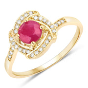 Bids.com 0.63 Carat Genuine Ruby and White Diamond 14K Yellow Gold Ring Rings White Smoke size 5.00,size 6.00,size 7.00,size 8.00,size 9.00