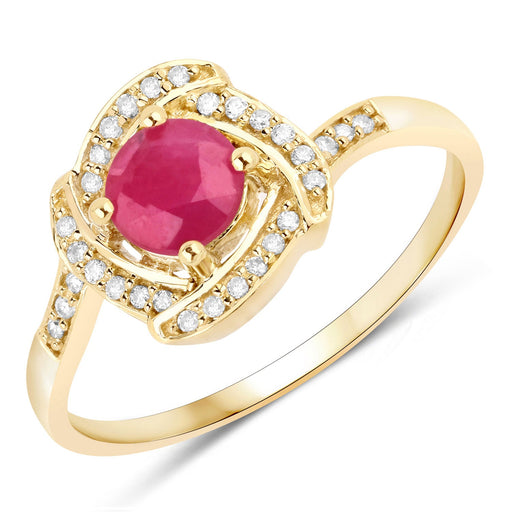 Bids.com 0.63 Carat Genuine Ruby and White Diamond 14K Yellow Gold Ring Rings White Smoke size 5.00,size 6.00,size 7.00,size 8.00,size 9.00