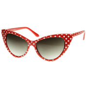 zeroUV Retro 1950's Polka Dot Cat Eye Fashion Sunglasses 8498 Sunglasses White Smoke Red White Dots
