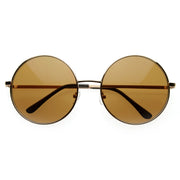 zeroUV Womens Round Celebrity Circle Sunglasses 8370 Sunglasses White Smoke Gold Brown